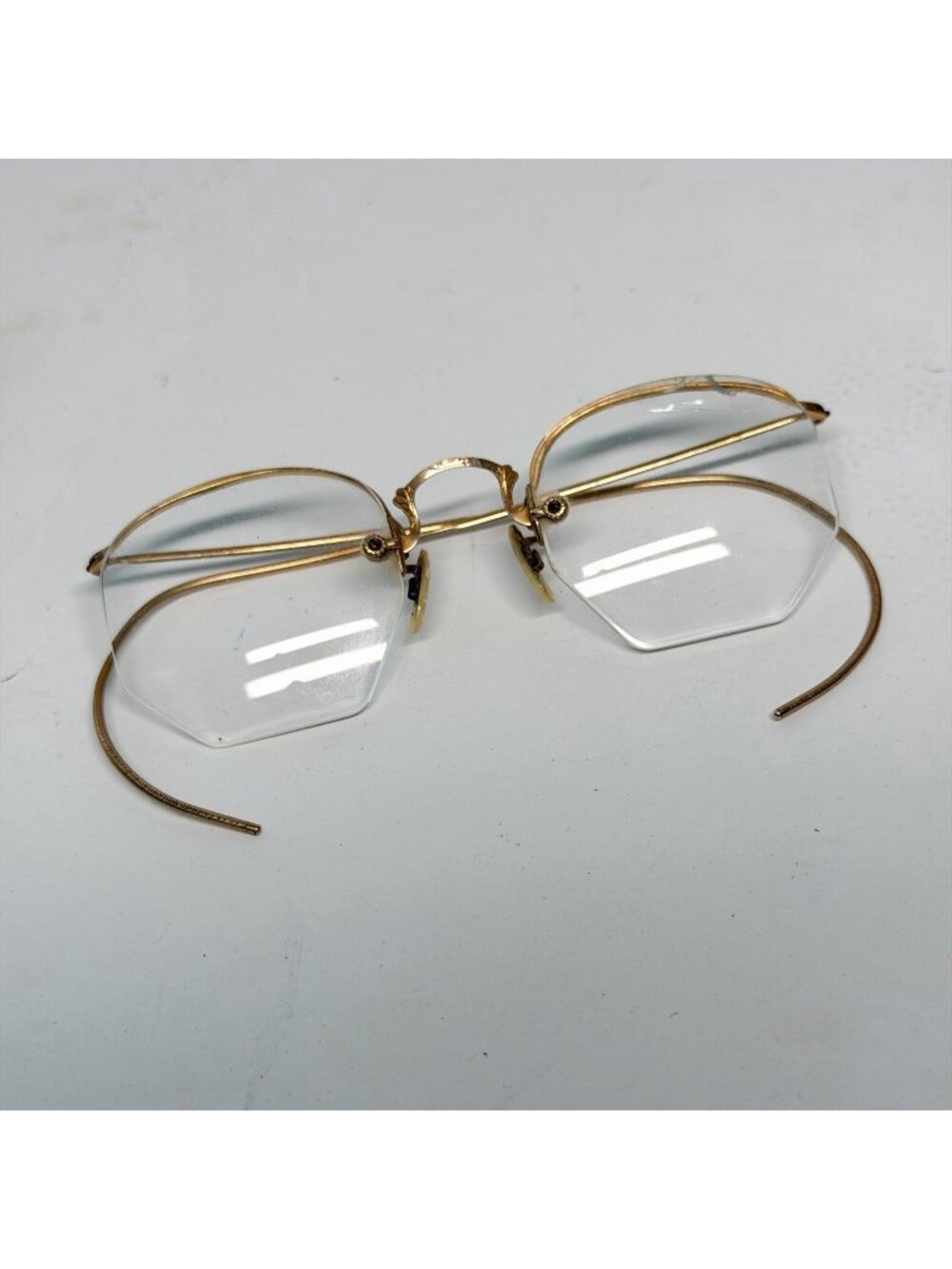 Antique Artcraft 12K GF Gold Fill Rimless Eyeglasses 1930s Art Deco
